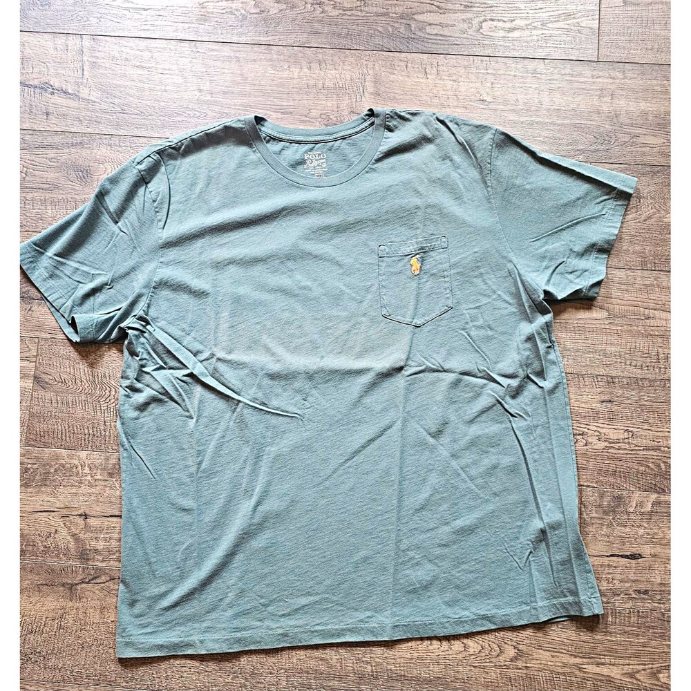Polo Ralph Lauren Green Solid Crew Neck Pocket Logo T-Shirt Men's XL